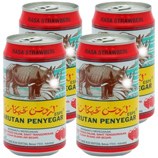 LARUTAN CAP KAKI TIGA 草莓清涼水, 草莓味清涼飲料, 320ml, 4罐