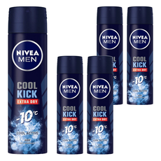 NIVEA 妮維雅 瞬間酷涼系列 男士止汗爽身噴霧 舒活麝香，體感瞬降10°C，48小時止汗抑味, 150ml, 5瓶