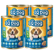 IQ Dog 聰明狗 狗罐頭, 雞肉 + 米口味, 400g, 4罐