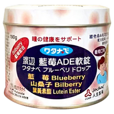 人生製藥 渡邊藍莓ADE軟錠，含藍莓、山桑子、葉黃素酯, 190g, 1罐