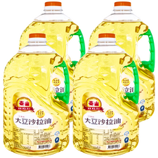泰山 不飽和大豆沙拉油, 精選黃豆煉製, 含維生素E及不飽和脂肪酸, 適合各式烹調, 素食者適用, 2.6L, 4瓶