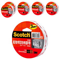 3M Scotch 超強悍VHB膠帶, 12mm x 2yd, 抗UV, 防水, 耐高溫, 6個