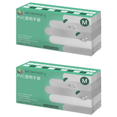 MEDIHAND 美恆 PVC透明手套, 掌心光滑手感柔和, 半透明白色, 100入, 100個, 2盒