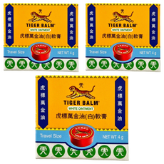 TIGER BALM 虎標 萬金油軟膏 (白) 4g, 蚊蟲叮咬 皮膚搔癢, 3盒