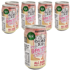 SunTORY 三得利 完熟白桃飲料350ml*6罐裝，日本進口，清爽水果風味，無酒精安心飲用, 350ml, 6罐