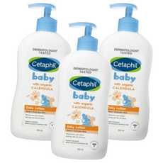 Cetaphil 舒特膚 baby 舒緩潤膚乳，含植物葵花子油和甜杏仁油，有機金盞花，400ml, 3瓶