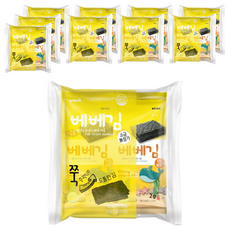 BEBE貝兒 純淨海苔, 韓國優質紫菜製作, 無添加鹽, 添加亞麻仁油和芝麻油, 烘烤非油炸, 低負擔, 無人工添加劑、色素和防腐劑, 全素可食, 2g, 10包