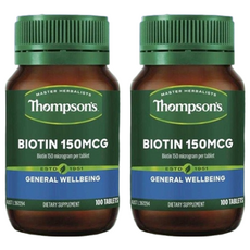 Thompson's 生物營養素，每片含生物素150mcg，100片，膳食補充劑, 100顆, 2瓶