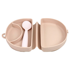 miniware 微兒 合掌包湯匙組 輕鬆外出組, 合掌包 + 湯匙, 棉柔棉花糖約旦玫瑰, 1組