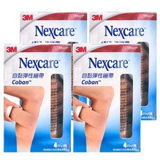 3M Nexcare 自黏彈性繃帶, 適用於傷口包紮，固定敷料於多毛及脆弱的皮膚上, 4捲