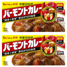 House 好侍 佛蒙特咖哩塊, 蘋果蜂蜜風味, 甜味咖哩, 230g, 12 份, 2盒