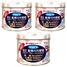 人生製藥 渡邊藍莓ADE軟錠，含藍莓、山桑子、葉黃素酯, 190g, 3罐