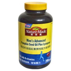 Nature Made 萊萃美 南瓜籽油茄紅素男性活力配方軟膠囊 200粒 Set, 滋補強身 增強體力, 200顆, 1瓶