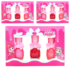 i'm pinky Pinky paint 兒童指甲油組, 溫和水性, 3色套組, 安心使用, B款 Neon Pink+Neon Orange+Red Apple, 3組