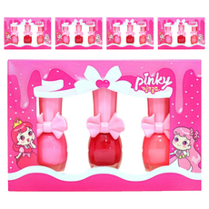 i'm pinky Pinky paint 兒童指甲油組, 溫和水性, 3色套組, 安心使用, B款 Neon Pink+Neon Orange+Red Apple, 5組