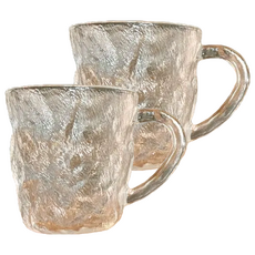 沐慕家居 冰霧玻璃杯, 直徑10cm 高9cm 透明杯 340ml 2入, 透明, 2個