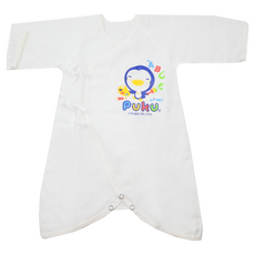 PUKU 藍色企鵝 紗布蝴蝶裝, 純棉紗布 60cm, 台灣製造, 白色