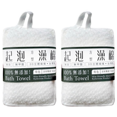 即室好物 無染起泡沐浴澡棉, 台灣製 100%無添加 無染色 無甲醛 快速起泡, 方形, 2個