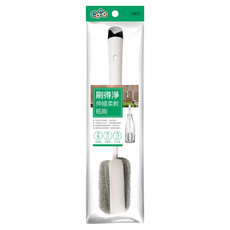 CoCo 刷得淨伸縮柔軟瓶刷, 可伸縮28~35cm, 粗細雙材質海綿刷頭, 灰白, 1個