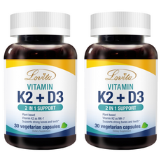 Lovita 維生素K2 + D3素食膠囊, 優質MK-7型態, 植物萃取, 30顆, 0.4g, 2罐