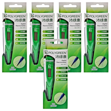 Polygreen 沛綠康 KD-I471 電子體溫計, 10秒讀取, 發燒警示, 記憶功能, 蜂鳴提醒, 安全軟頭設計, 5支