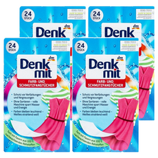 dm Denk mit 防染洗衣機吸色魔布, 德國原裝進口, 防止衣物染色, 保持衣物鮮豔亮麗 (24張), 4盒