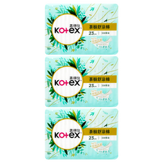Kotex 靠得住 茶樹舒涼棉 涼感衛生棉 3分微涼, 23cm, 18片, 3包