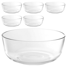 Ocean Glass BOWL 18cm透明玻璃大碗6入組，沙拉碗/水果碗/點心碗，適用於家庭聚餐/朋友聚會, 透明色, 6個