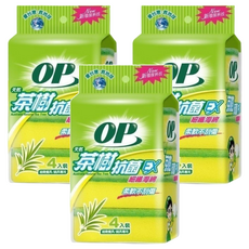 OP 天然茶樹抗菌海綿菜瓜布, 4個, 3包