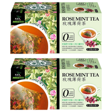 AWAStea 阿華師 零咖啡因玫瑰薄荷茶, 2.2克x18包, 玫瑰花瓣與薄荷搭配, 2.2g, 18包, 2盒