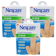 3M Nexcare 舒適繃綜合包 Set, 柔軟材質, 舒適服貼, 透氣不悶熱, 綜合尺寸, 30片, 3盒