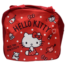 Hello Kitty 凱蒂貓 方型單層便當袋, 紅色聚酯纖維, 21 x 18.5 x 12cm, 紅色, 1個