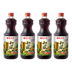 萬家香 和風輕食佐醬, 100%天然豆麥醬油, 無油零脂肪沙拉醬, 1L, 4瓶