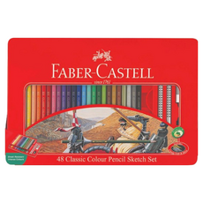 FABER-CASTELL 輝柏115849 油性色鉛筆 附水彩筆, 48色, 1組