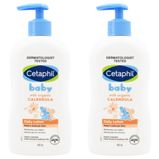 Cetaphil 舒特膚 baby 舒緩潤膚乳，含植物葵花子油和甜杏仁油，有機金盞花，400ml, 2瓶