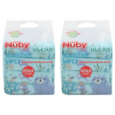 Nuby 海洋系列 極厚柔濕巾 60張, 4包, 2袋