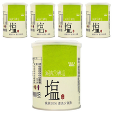 TAIYEN 台塩生技 減鈉含碘鹽, 降低鈉攝取量約50% 日常烹飪適用, 600g, 5罐