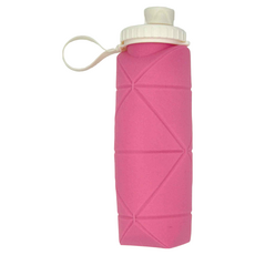 無毒矽膠摺疊運動水壺600mL, 食品級矽膠, 輕量135g, 不含BPA, 耐寒耐高溫, 滴水不漏, 粉色, 600ml, 1個