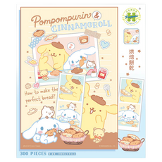 HUNDRED PICTURES 百耘圖 拼圖, Pompompurin & Cinnamoroll 布丁狗&大耳狗喜拿 烘焙餅乾, 300片拼圖, 3歲以上適玩, 300片, 1盒
