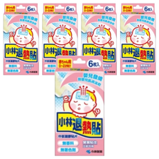 小林製藥 小林退熱貼 嬰兒用 6片, 冷卻凝膠貼片, 無香料, 無著色劑, 緊緊貼住, 立即可用, 5盒