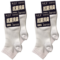 A.C.C 抗菌消臭導氣網1/4休閒襪, 彈性纖維95% (含抗菌消臭成分), 面紗材質100%純棉, 導氣網透氣編織, 男女適用：22-26cm, 白色, 22~26cm, 4雙