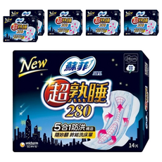 SOFY 蘇菲 超熟睡 細緻棉柔夜用衛生棉, 28cm, 14片, 6包