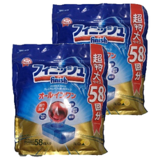 finish 餐具小紅球清潔錠 All in one 洗碗機專用 58顆, 1.044kg, 2袋