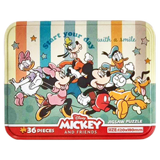 HUNDRED PICTURES 百耘圖 Mickey Mouse & Friends 米奇家族 鐵盒拼圖 36塊, 尺寸:120x180mm, 36片, 1盒