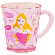 迪士尼公主 透明手把杯子 260mL, AS材質, 睡美人, 1個
