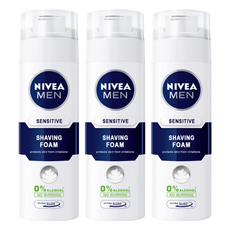 NIVEA 妮維雅 MEN 男士極淨刮鬍泡, 專為男士設計 減少刺激不適, 豐富柔細泡沫 刮鬍更舒適, 無酒精溫和配方, 200ml, 3瓶