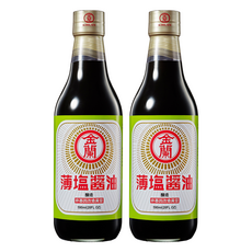 金蘭 薄鹽醬油，減鹽香馥 台灣製造，500ml, 2瓶