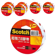3M Scotch 強力雙面膠帶 669, 12mm x 5yd, 黏力提升兩倍, 美工裝飾方便, 單一顏色, 7個