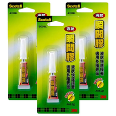 3M Scotch 液狀瞬間膠, 適用多種表面, 鋁管設計, 液狀快速接著, 3條