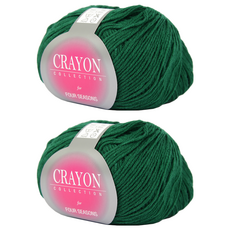 SILBARAM TEXTILE Crayon系列 毛線 12 綠色 1 捲, 50%棉 40%丙烯酸 10%人造絲, 淨重45克, 2捆